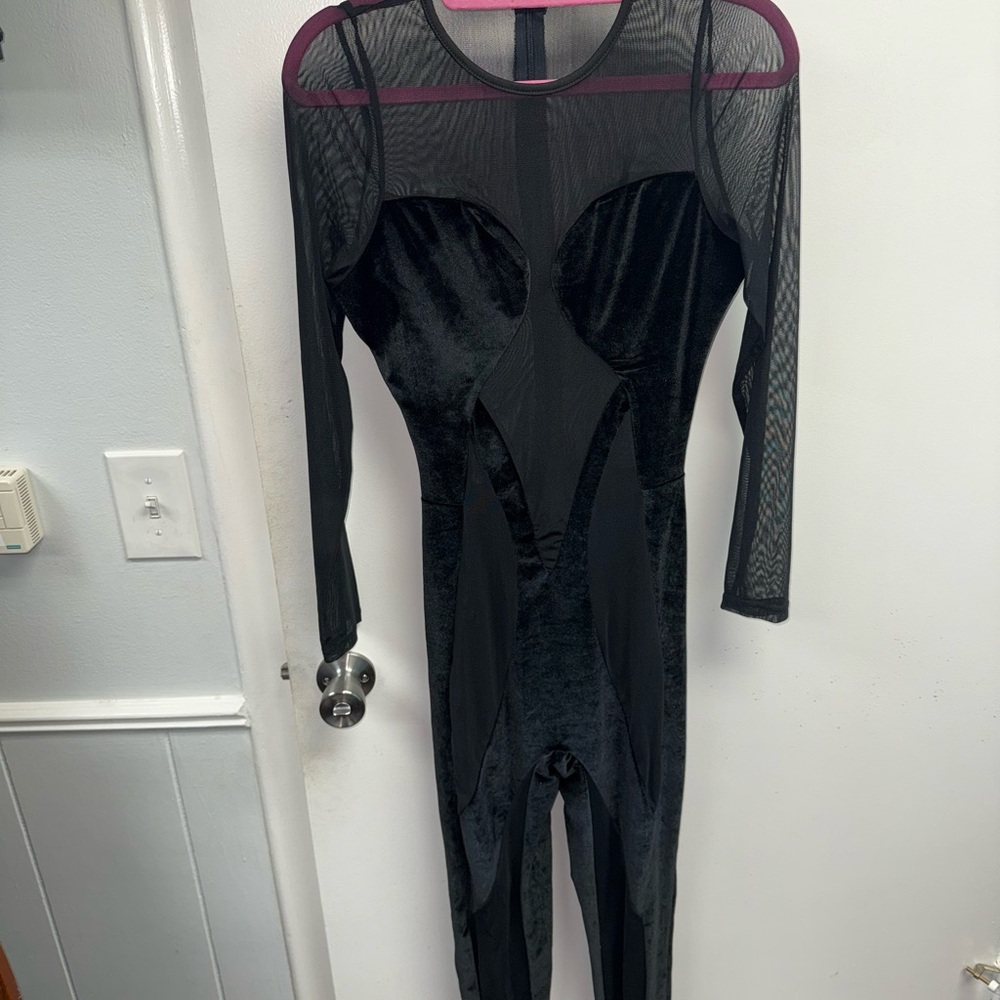 Elegant Black Mesh Long Sleeves romper